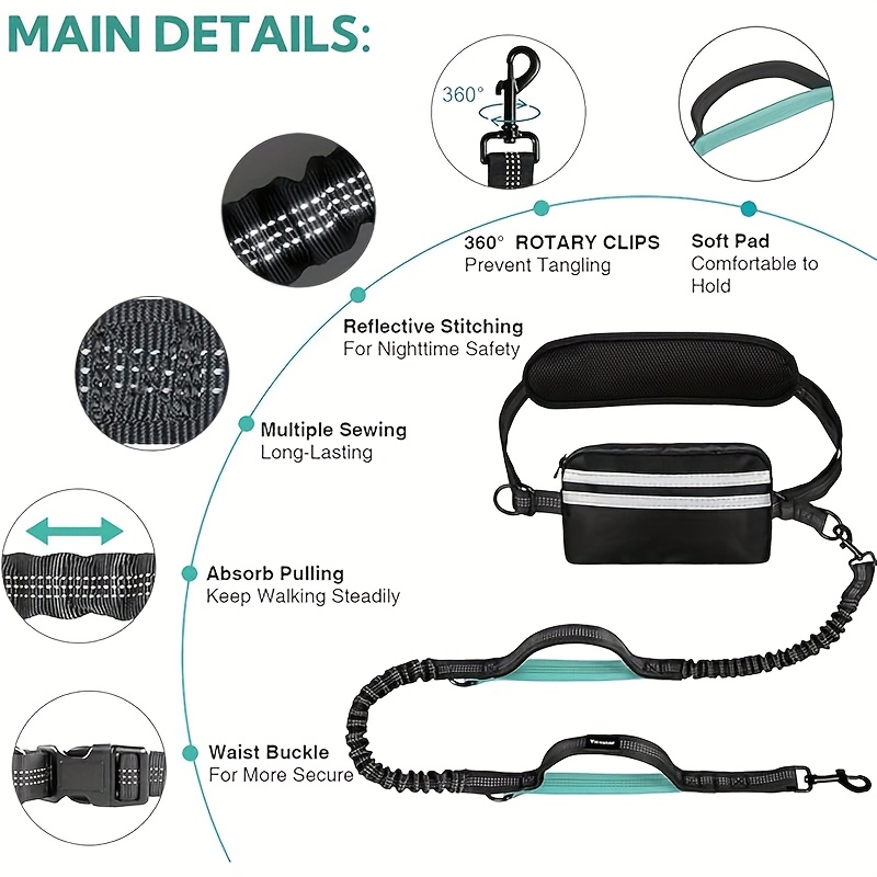 Hands-Free Dog Leash, Waist Ba - Running Gear Organizer avis et prix